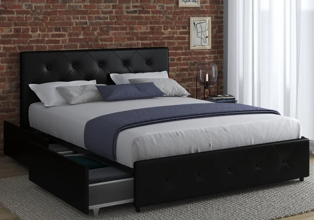 Storage leather bed