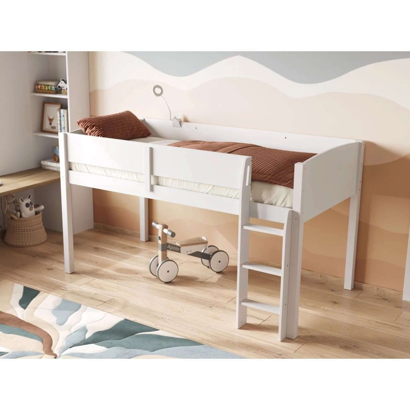 Flair Loop Wooden Mid Sleeper Cabin Bed White