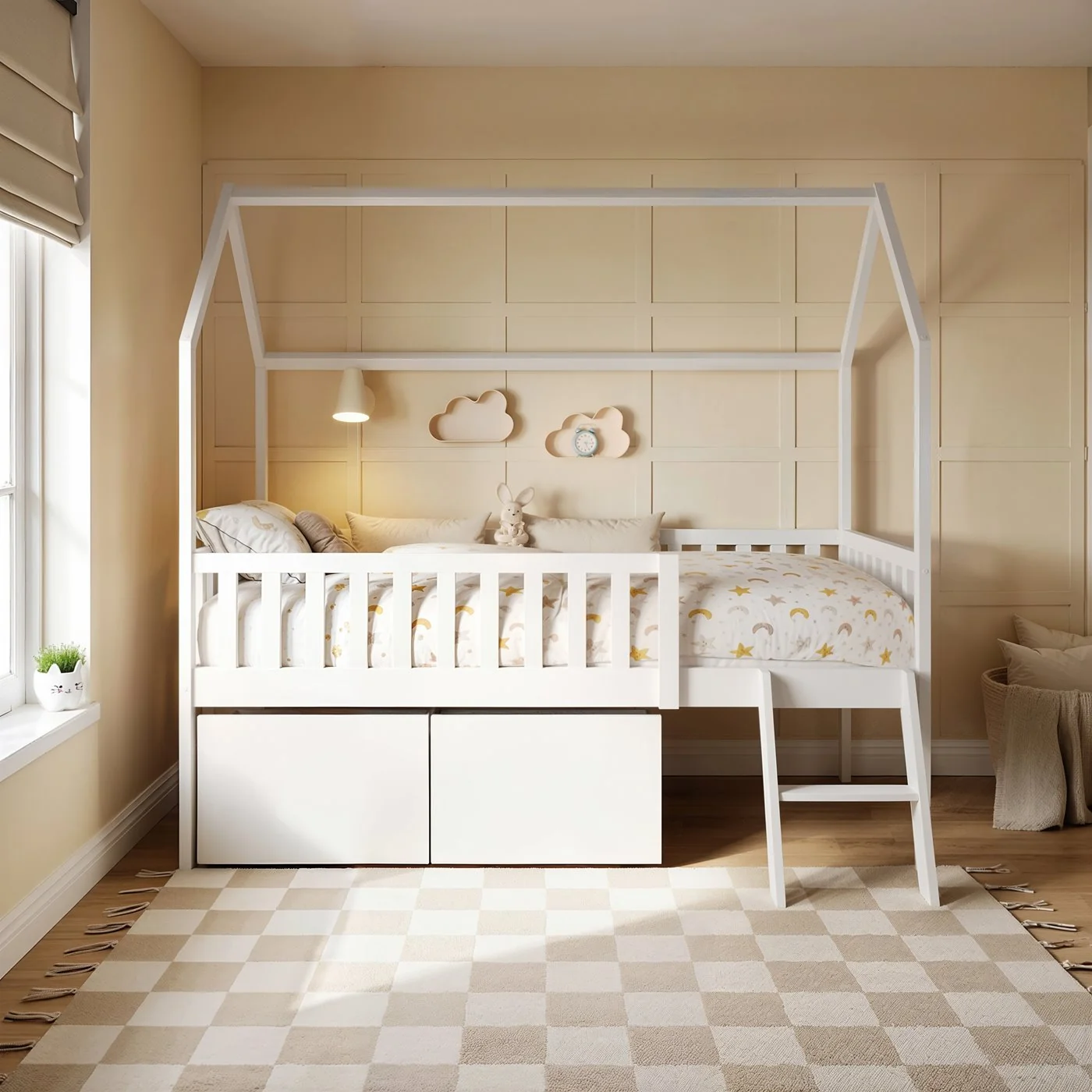 Flair Explorer Single Mid Sleeper House Bed with Safety Rails & Toy Box