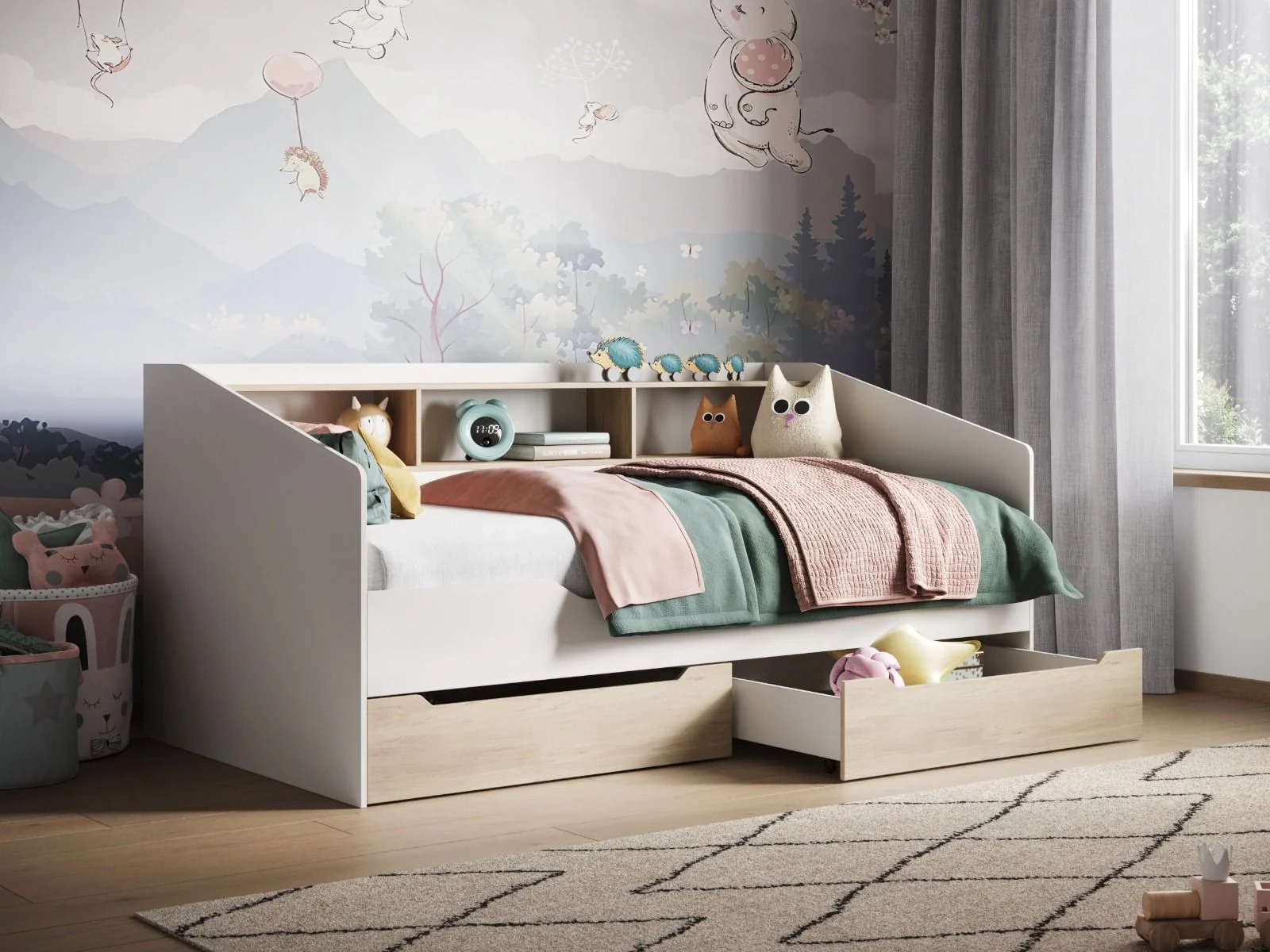 Flair Leni Day Bed with Shelves and Drawers