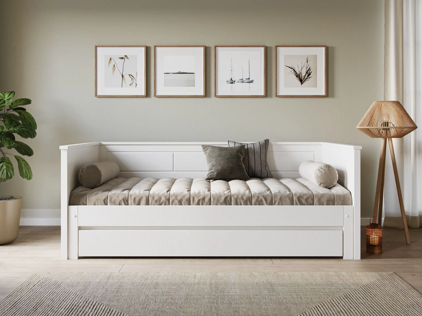 white wooden day bed