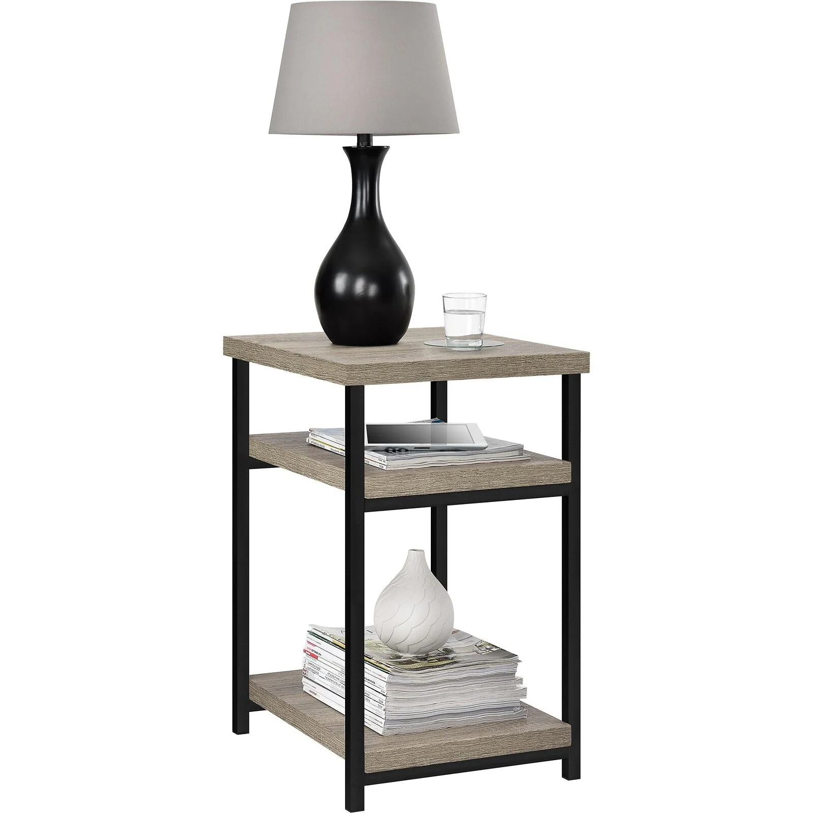 Dorel Elmwood End Table Distressed Grey Oak view 2