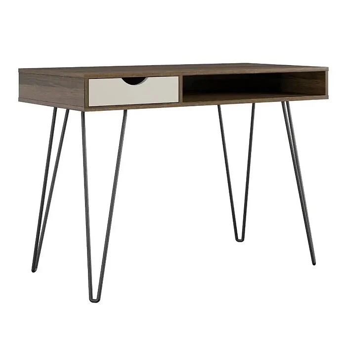Dorel Harmony Concord Desk with Storage in Brown Grey view 3