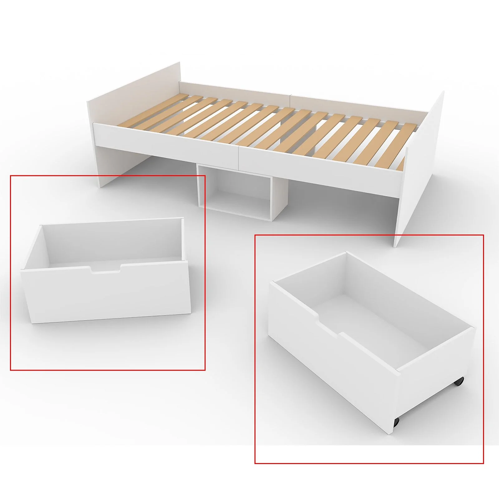 Kidsaw Kudl Flash white 2 drawer under bed storage