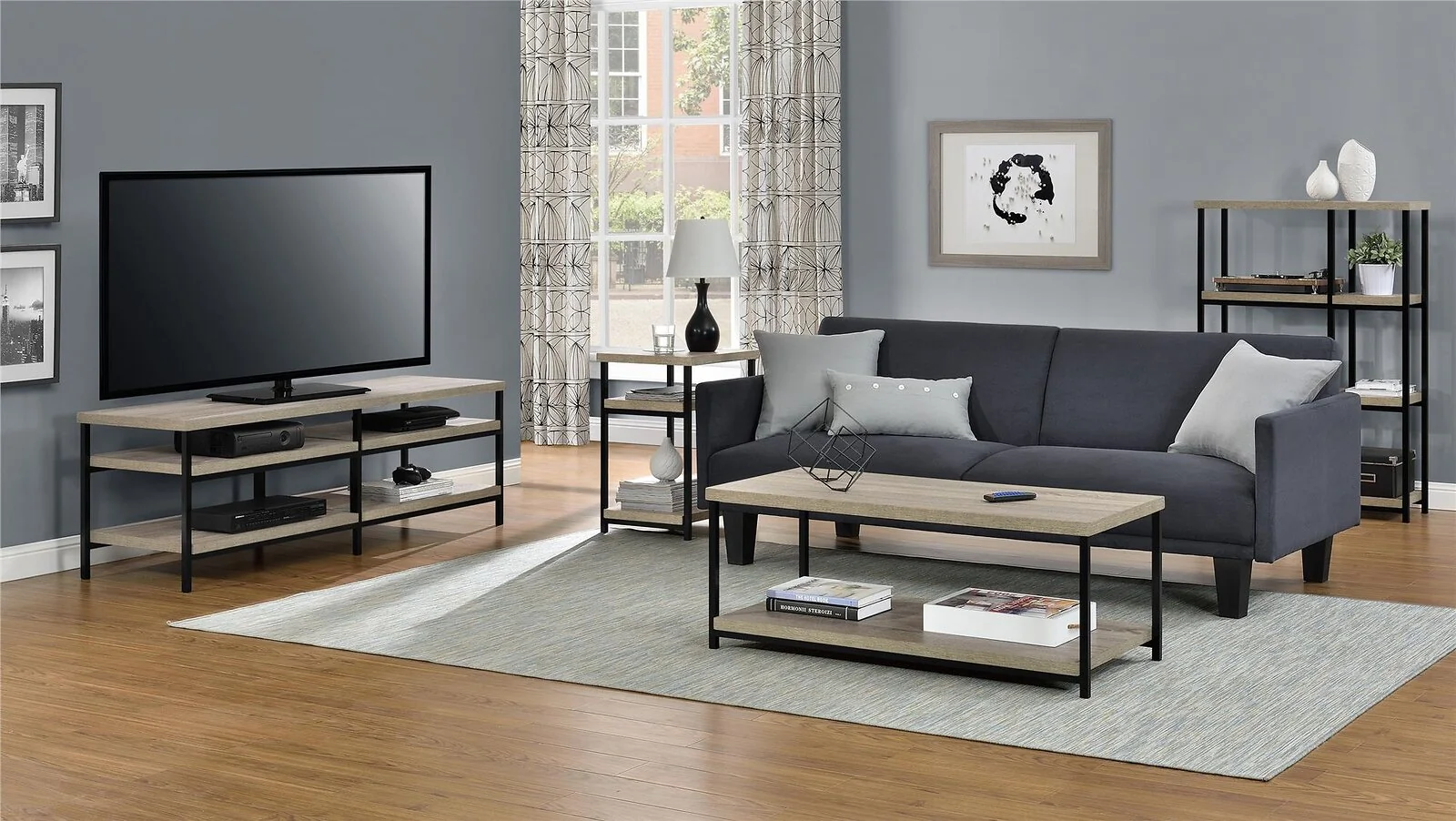 Dorel Elmwood End Table Distressed Grey Oak view 6