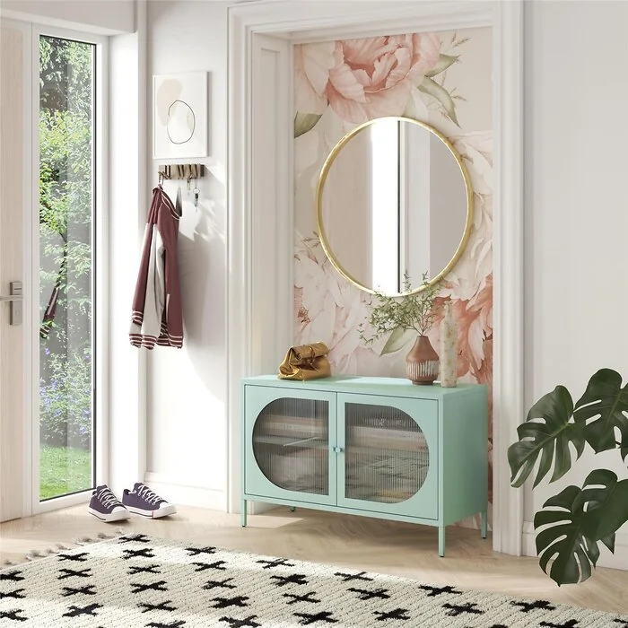 Dorel Luna W Accent Cabinet 2D FluWed Glass SkyBlue view 4