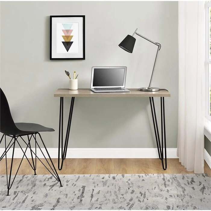 Dorel Owen Retro Office Writing Desk in Rustic Oak
