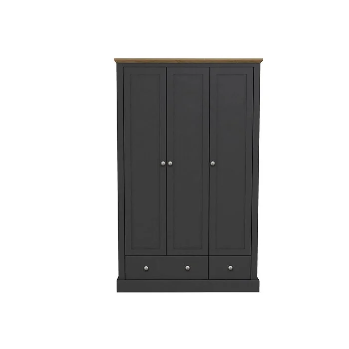 LPD Devon 3 Door 2 Drawer Charcoal & Oak Wardrobe view 1