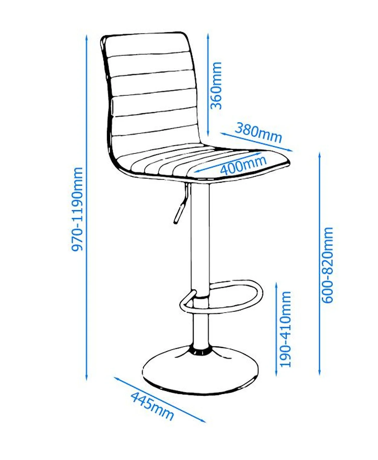 Dorel Colby Adjustable Barstool in Pu Black