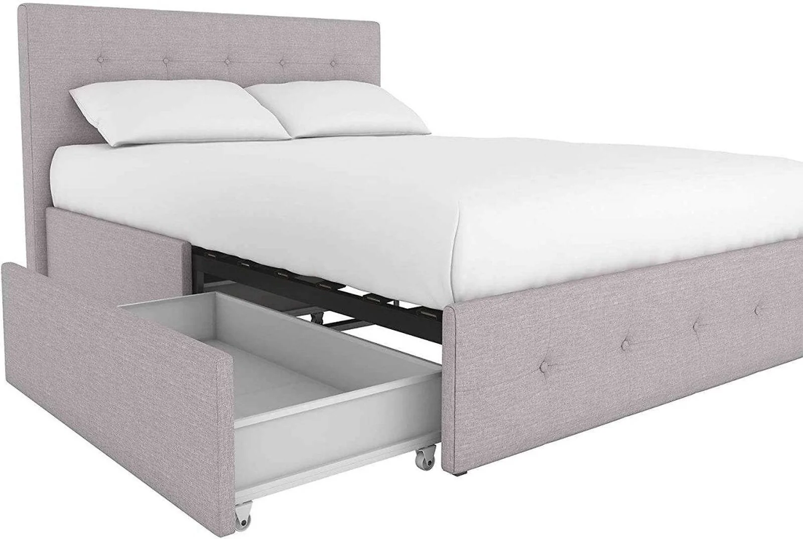 Dorel Rose Upholstered Bed with Storage Grey Linen Double view 2
