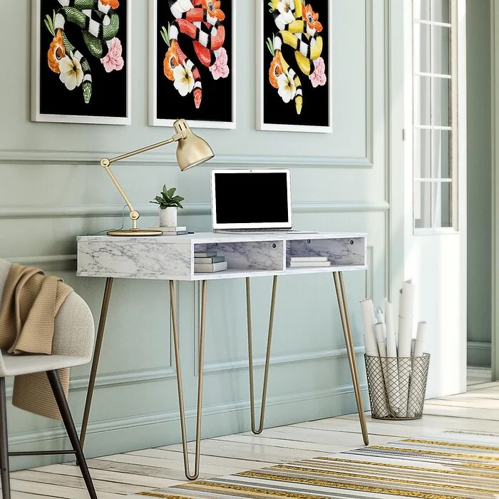 Novogratz Athena Desk in White Marble