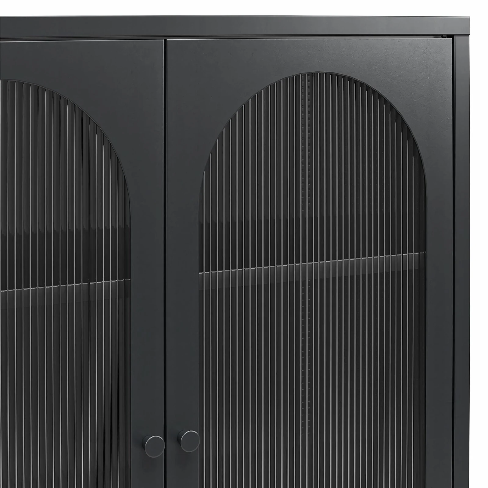 Dorel Luna Accent Cabinet 2D Fluted Glass Black Met view 6