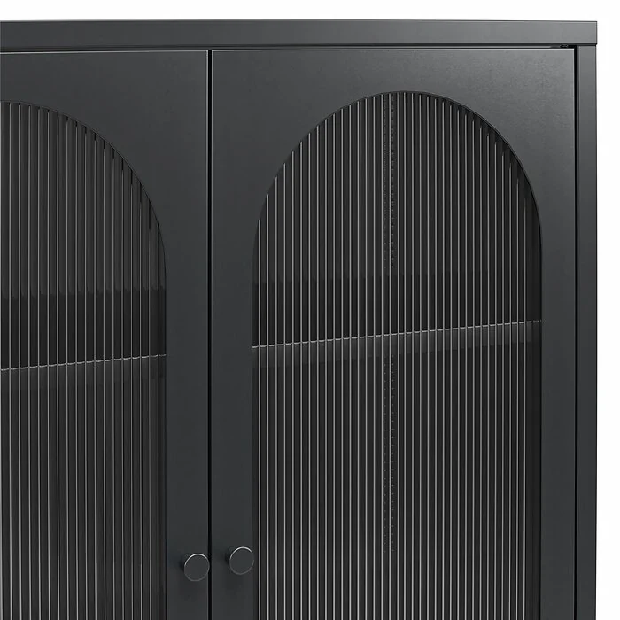 Dorel Luna Accent Cabinet 2D Fluted Glass Black Met view 6