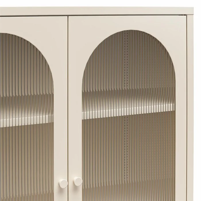 Dorel Luna Accent Cabinet 2D Fluted Glass Parchme Met view 6