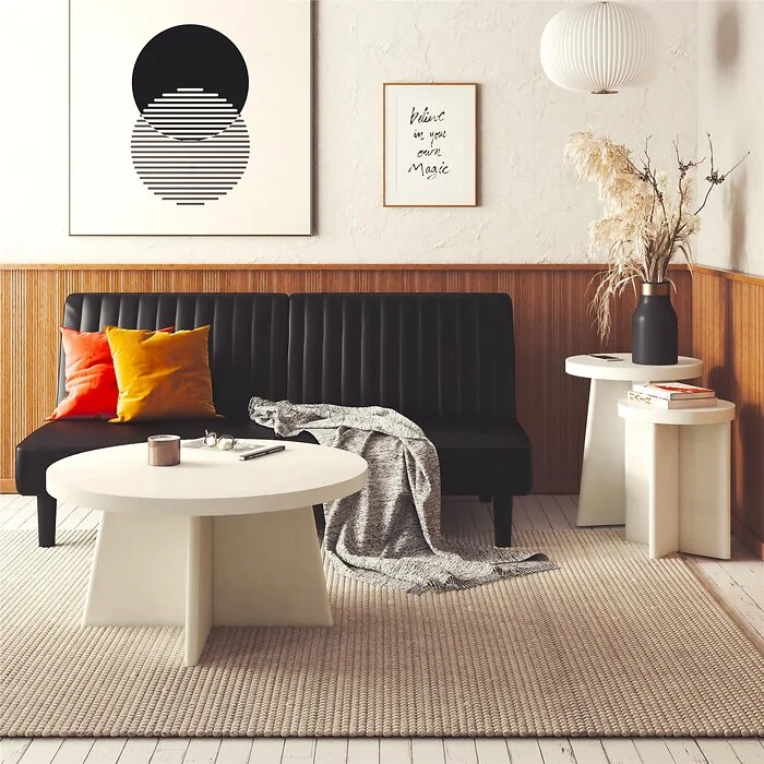 Dorel Liam Round Coffee Table Plaster view 3