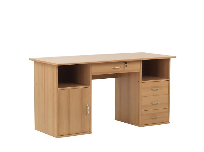Dorel Dallas Computer Desk with 4 Drawers in Beech