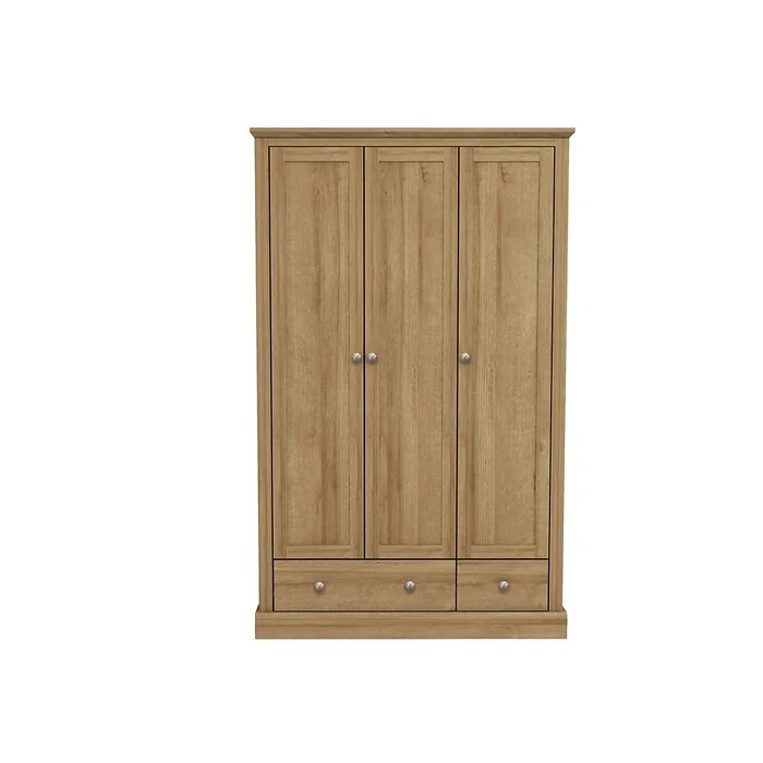 LPD Devon 3 Door 2 Drawer Oak Wardrobe view 1