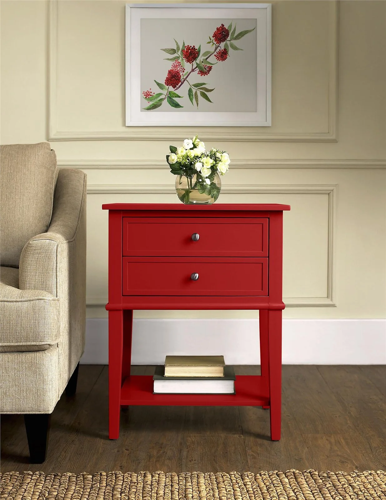 Dorel Franklin Accent Table 2Drawer Blue