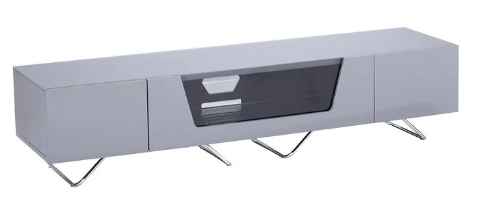 Dorel Chromium TV Stand with 2 Drawers and 1 Flap in Grey