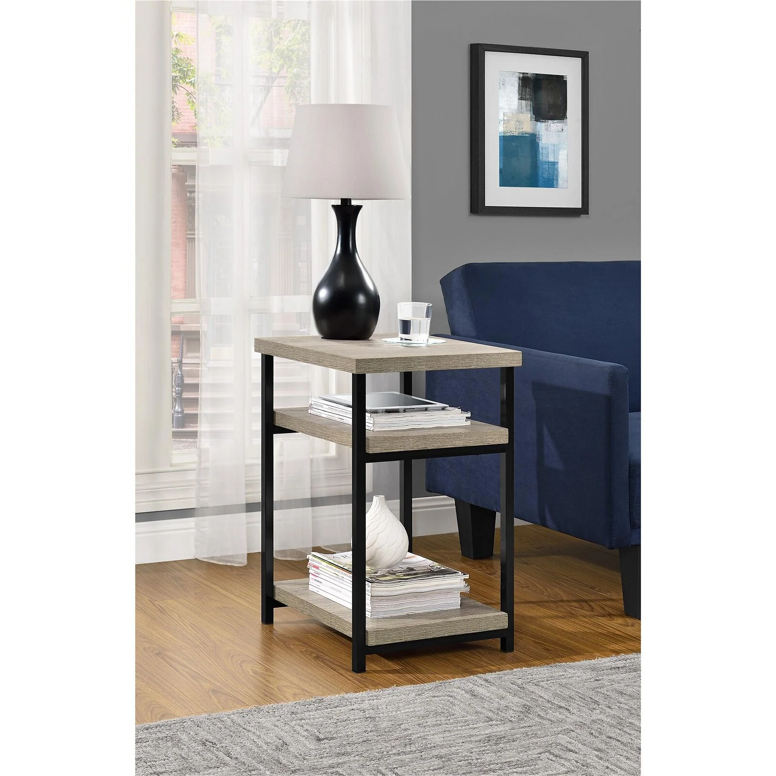 Dorel Elmwood End Table Distressed Grey Oak