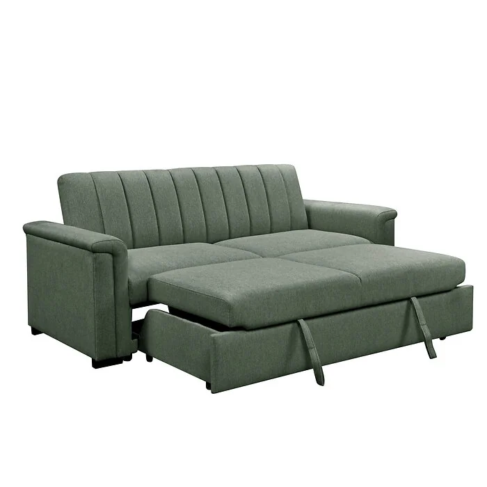 Dorel Charlotte 3 Seater Sofa Bed Moss Green Fabric view 4