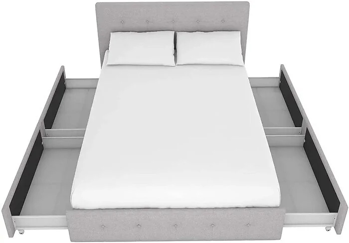 Dorel Rose Upholstered Bed with Storage Grey Linen Double view 4