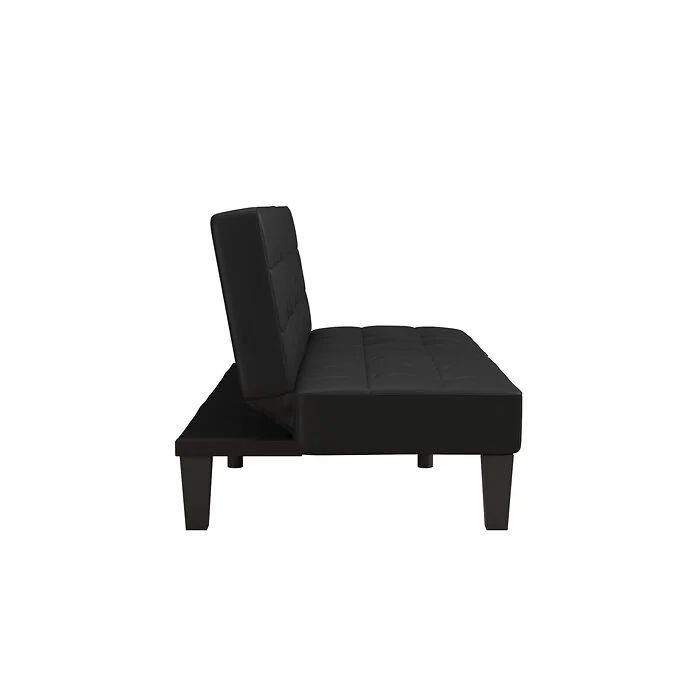Dorel Adalynn Convertible Futon Black Faux Leather view 4