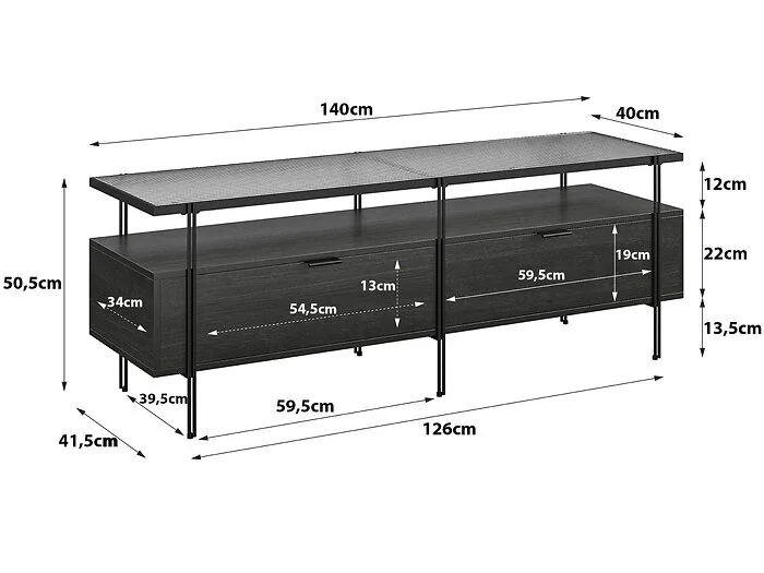 Dorel Wainwright TV Stand 60in Black Oak view 2
