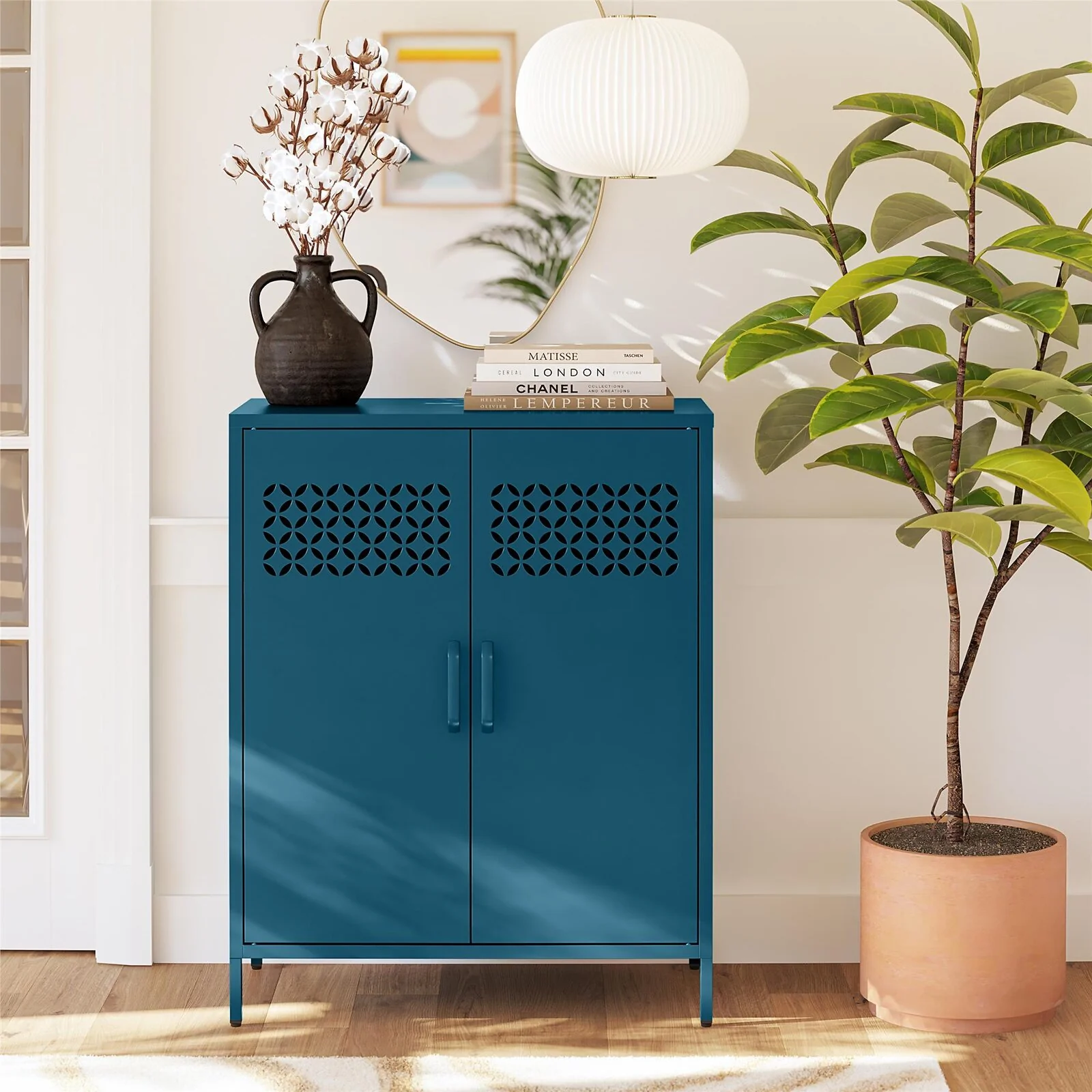 Dorel Annie Cabinet 2D Deep Blue Ocean Metal view 3