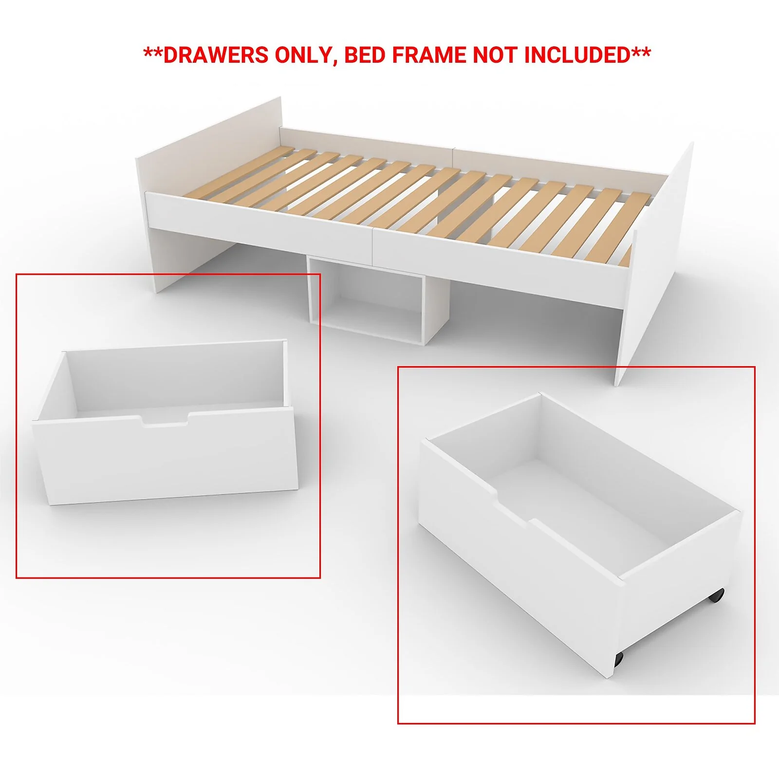 Kidsaw Kudl Flash white 2 drawer under bed storage