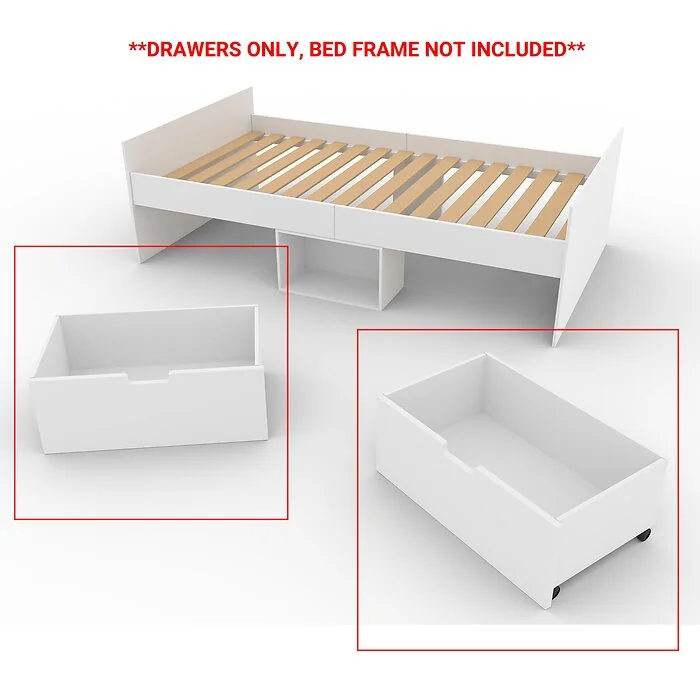 Kidsaw Kudl Flash white 2 drawer under bed storage
