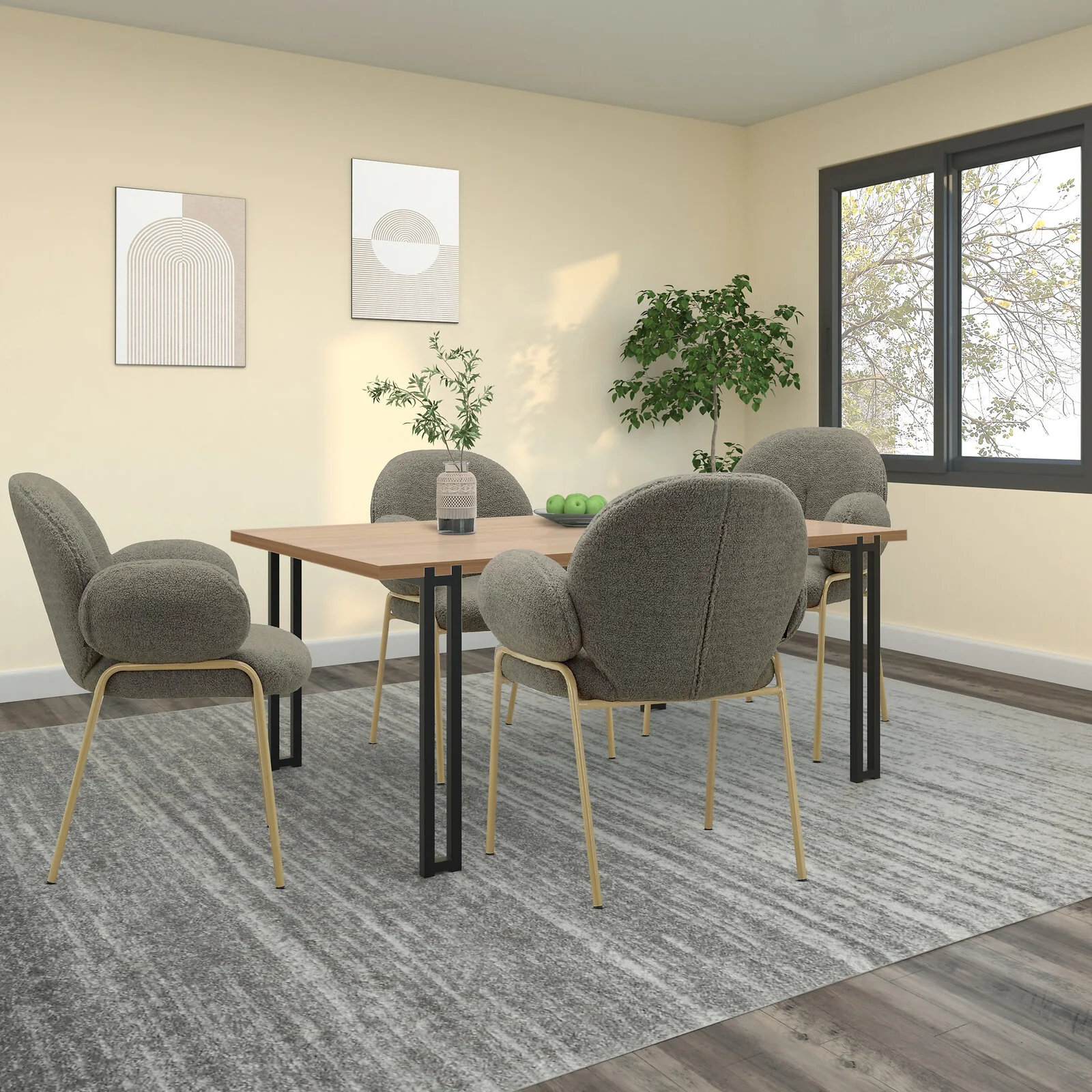 Dorel Iwama Dining Chair Set of 2 in Teddy Fabric Dark Mink view 2