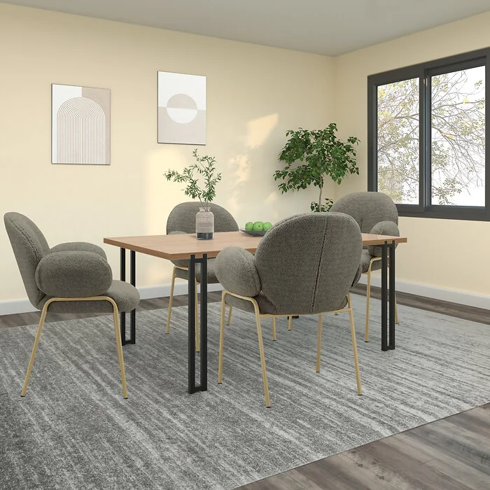 Dorel Iwama Dining Chair Set of 2 in Teddy Fabric Dark Mink view 2
