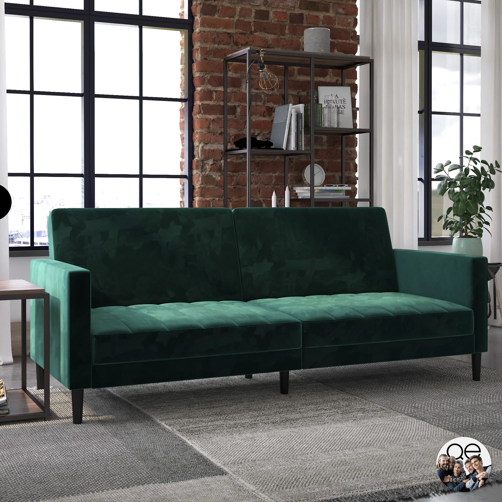 Dorel Liam Futon Green Velvet view 2
