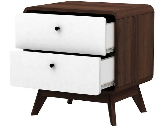 Dorel Cassie End Table with 2 Drawers Walnut Look White view 3