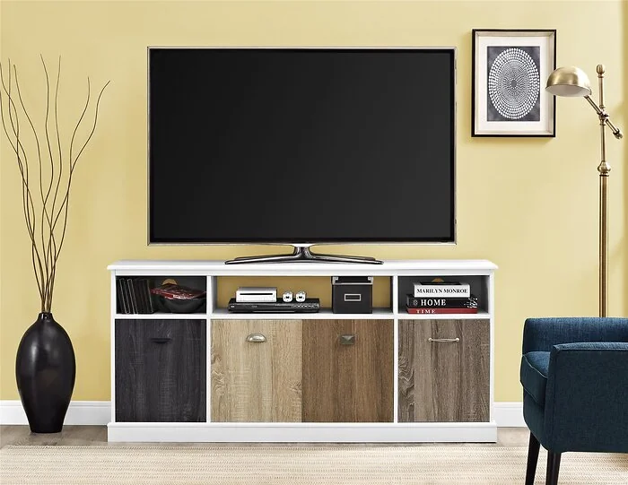 Dorel MERCER TV CONSOLE MULTICOLOUR DOORS 60 BLACK 2BX
