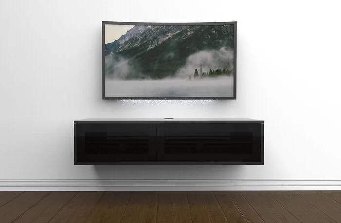 Dorel Helium TV Stand with 1 Door and 1 Flap in Ligth Oak White