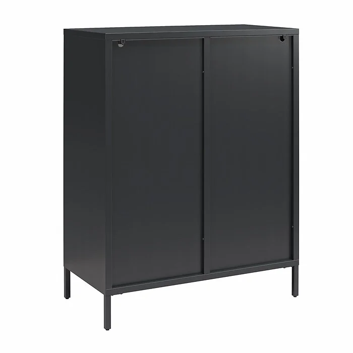 Dorel Luna Accent Cabinet 2D Fluted Glass Black Met view 5