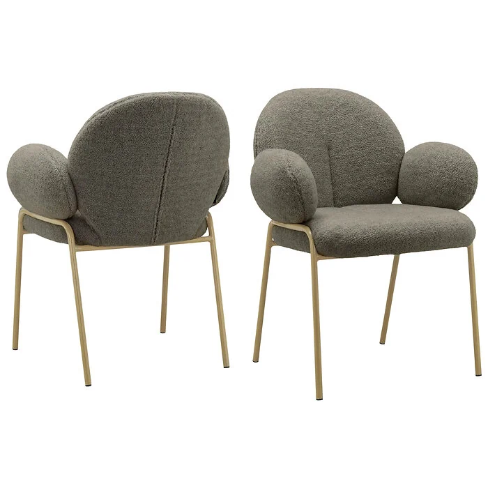Dorel Iwama Dining Chair Set of 2 in Teddy Fabric Dark Mink