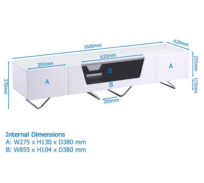 Dorel Chromium TV Stand with 1 Flap in White 1000mm