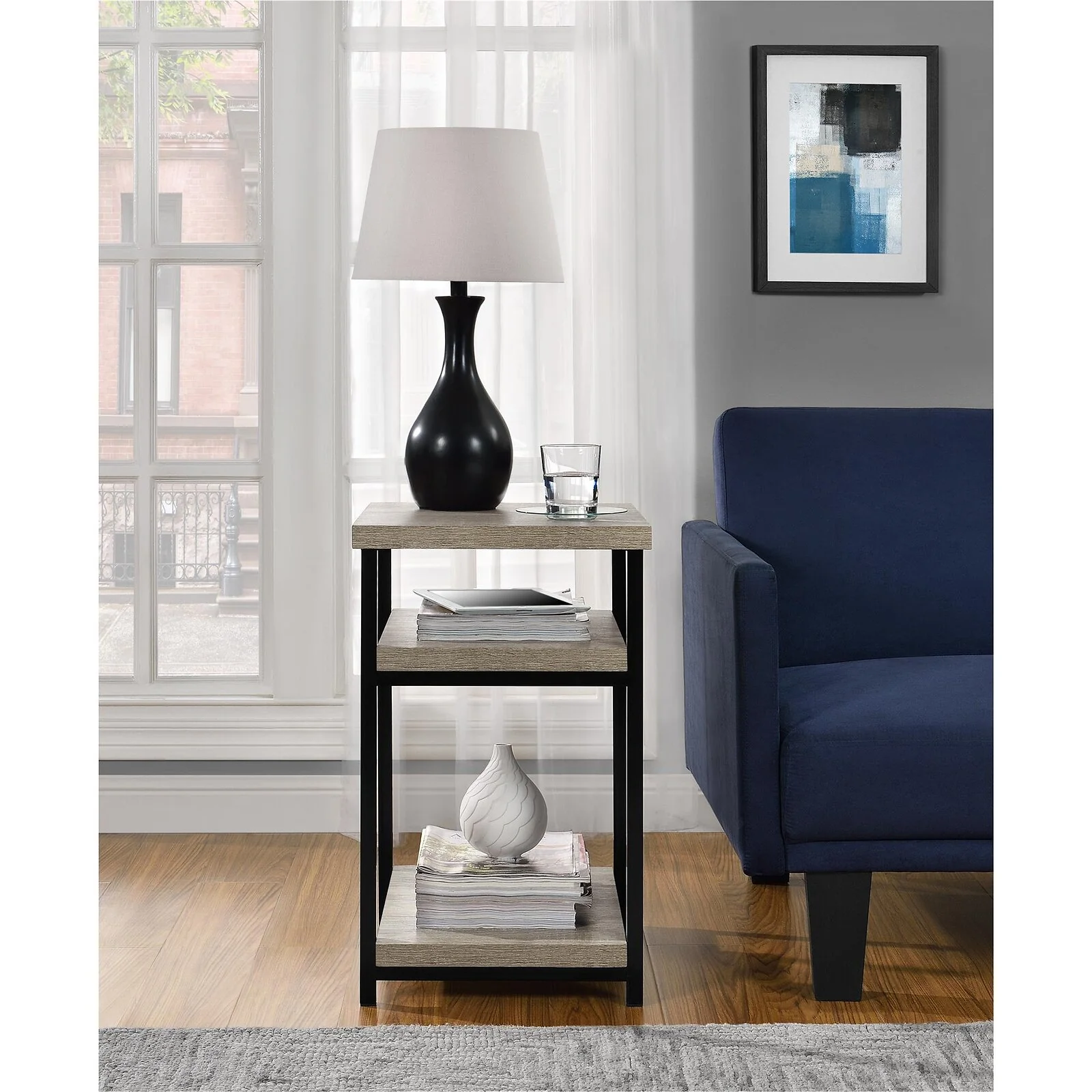 Dorel Elmwood End Table Distressed Grey Oak view 3