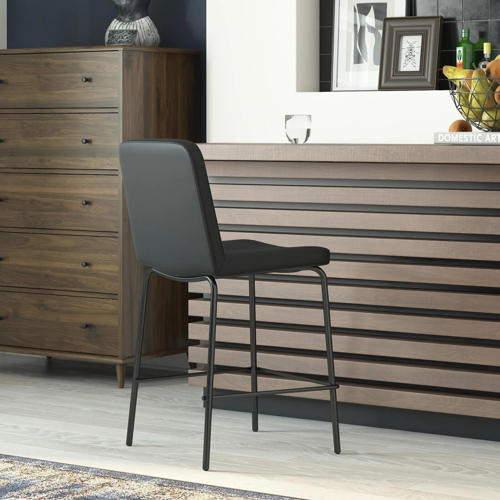 Dorel Corey Counter Stool Black Faux Leather view 2