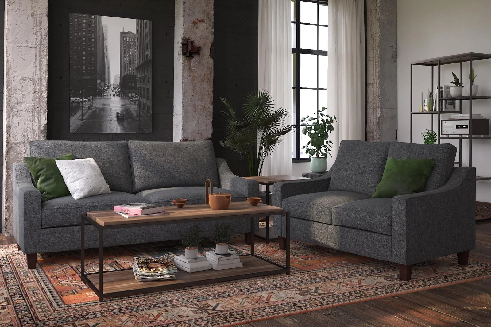 Dorel Luke Sofa Grey Linen view 6