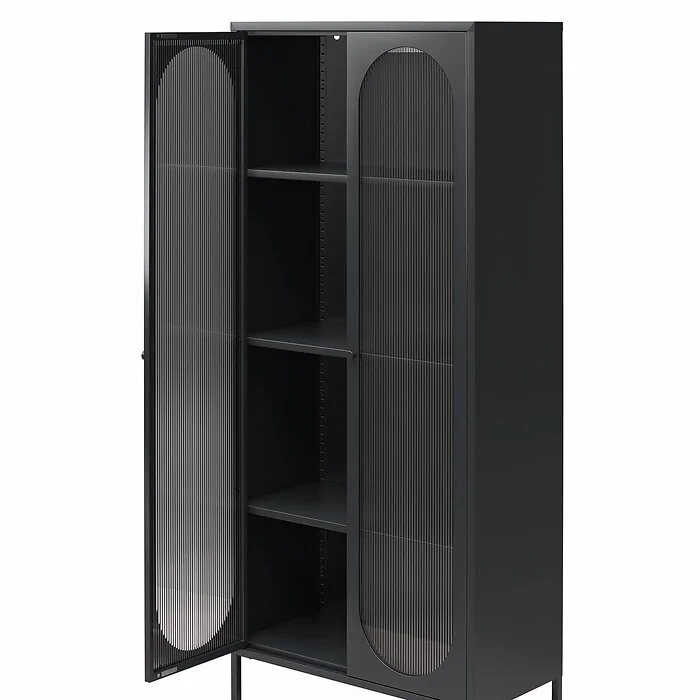 Dorel Luna T Accent Cabinet 2D Fluted Glass Black view 6