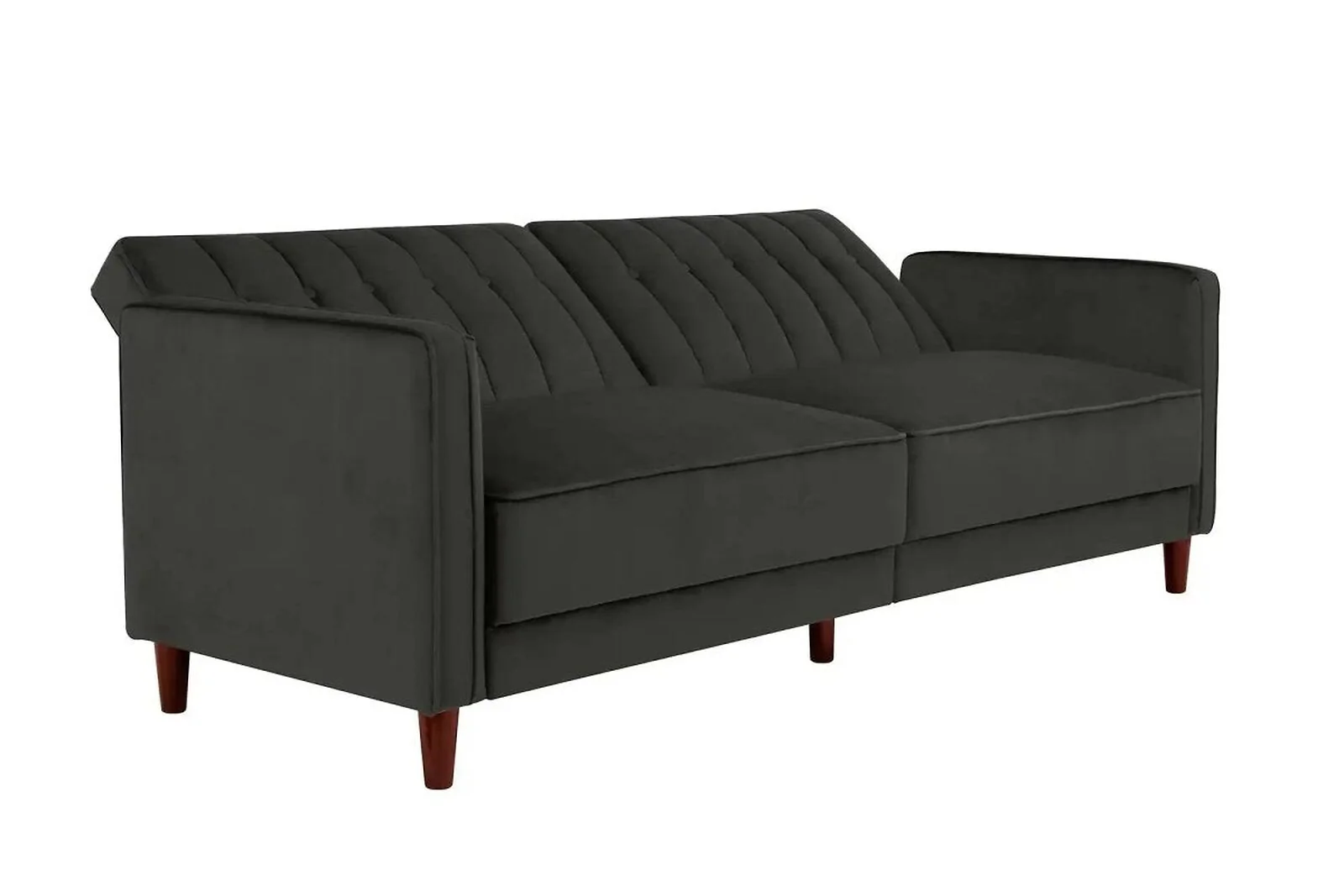 Dorel Pin Tufted Transitional Futon in Velvet Grey view 4