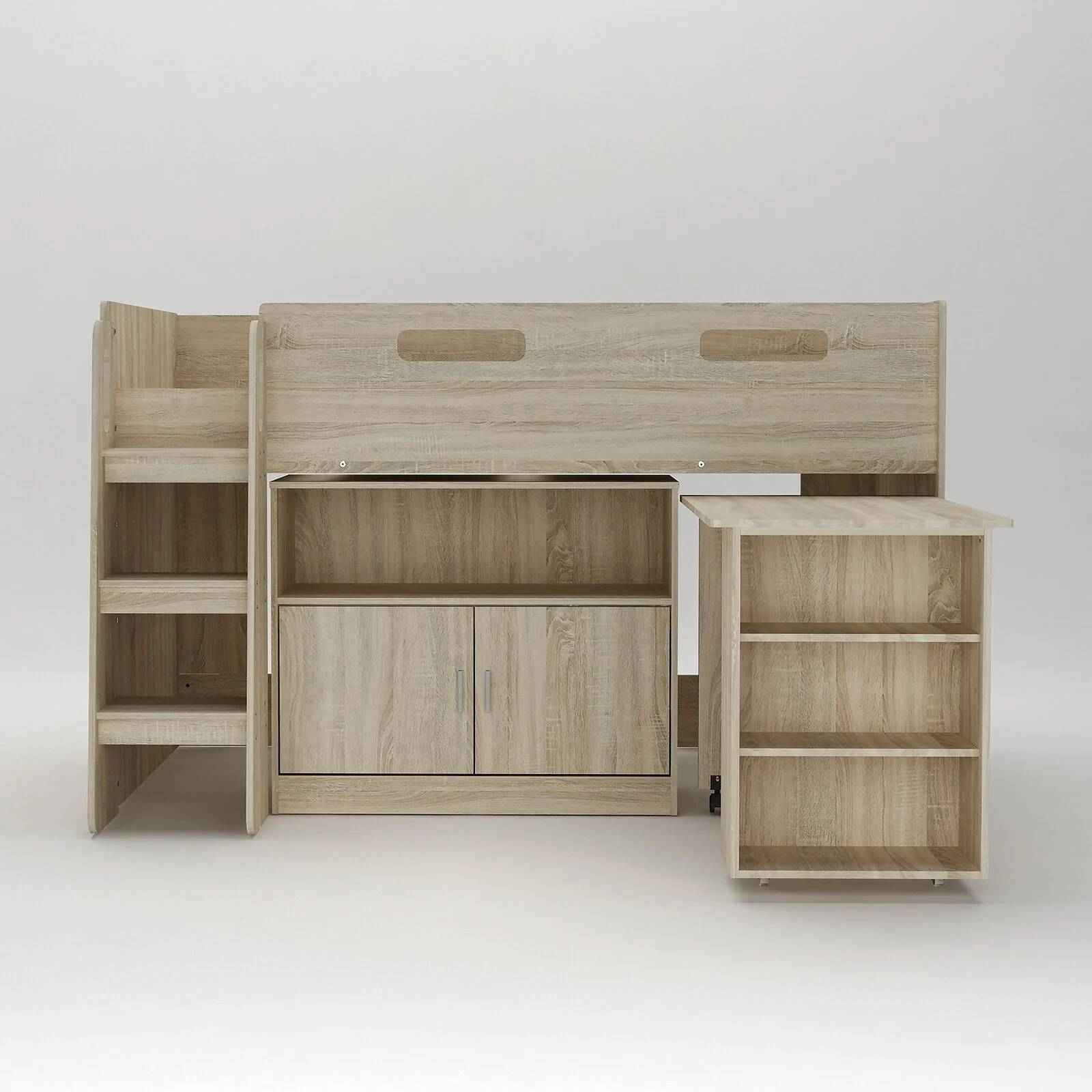 Kidsaw Kudl oak mid sleeper bed with pull out desk