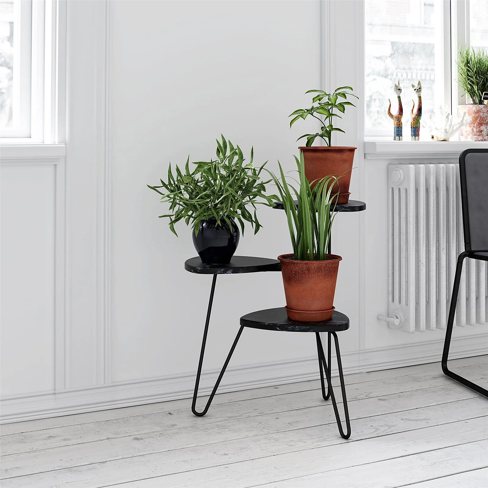Dorel Athena Plant Stand in Black Marble