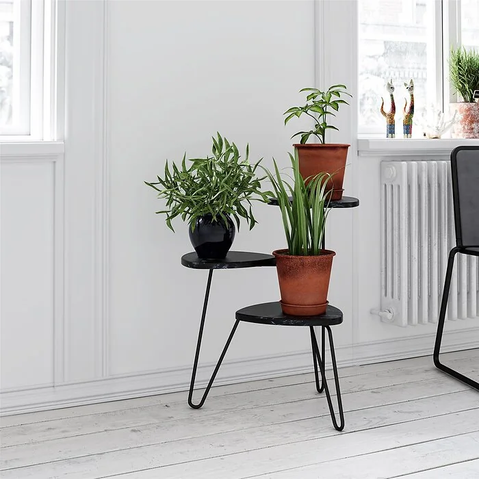 Dorel Athena Plant Stand in Black Marble