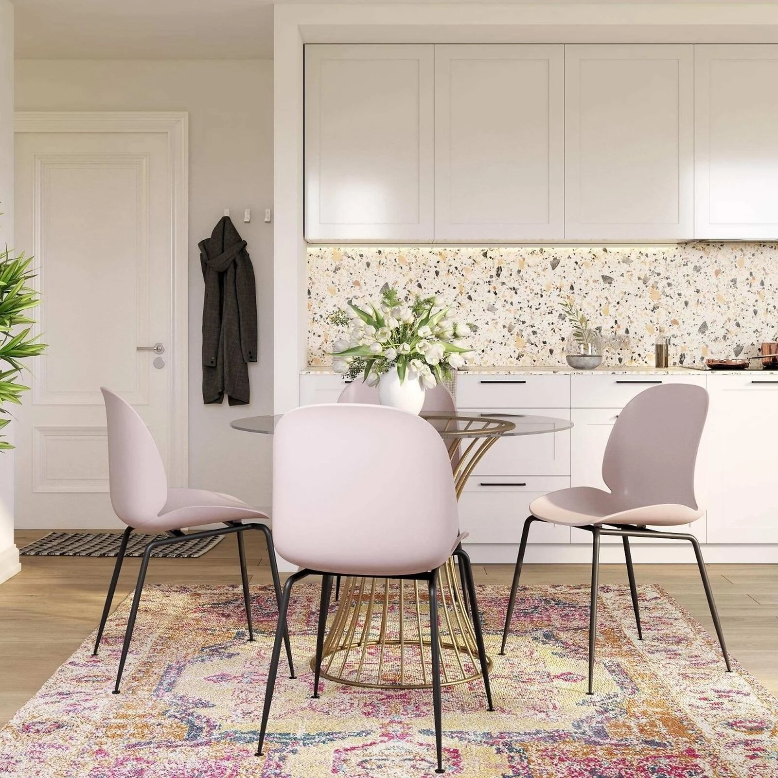 Dorel Aria Resin Dining Chair Light Pink 4 Pk view 3