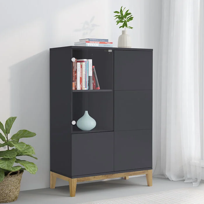 Dorel Pelle Highboard 1GD2WD GreyWotan Oak view 2